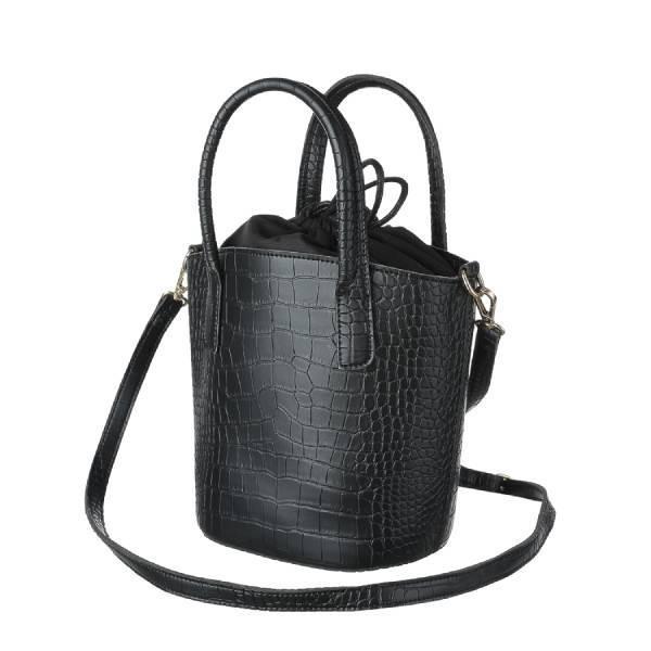 Miniso Crocodile Print Crossbody Handbag Black/Tas Jinjing Motif Croco Hitam