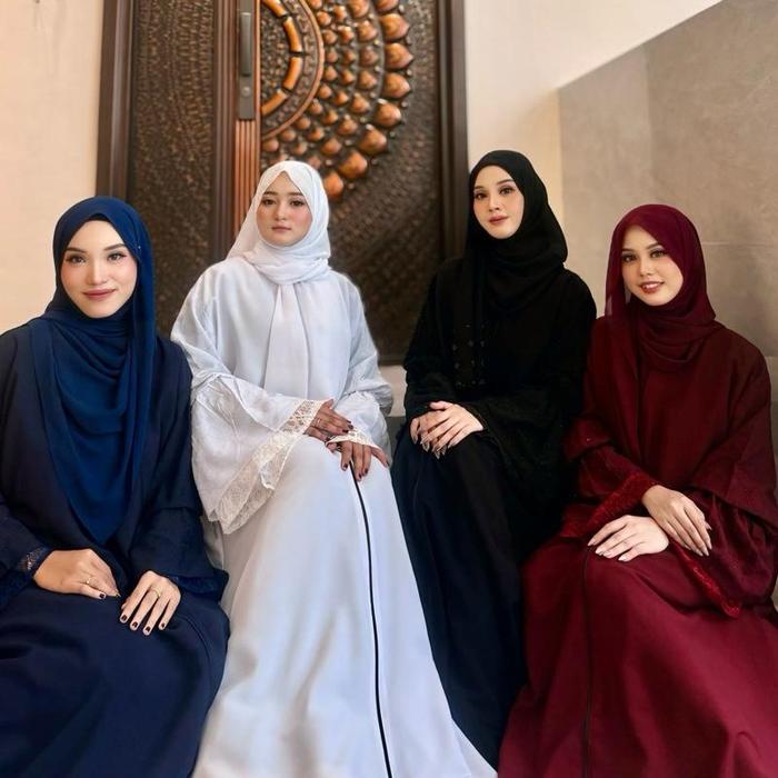 Abaya Dewasa Rompi Najma Zipper Mata Manik Brukat Jetblack Premium Gamis Dress