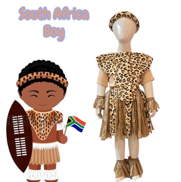 Afrika Selatan Boy/Baju Negara Size Anak Dan Dewasa/Kostum Benua Afrika Selatan/Traditional Costume