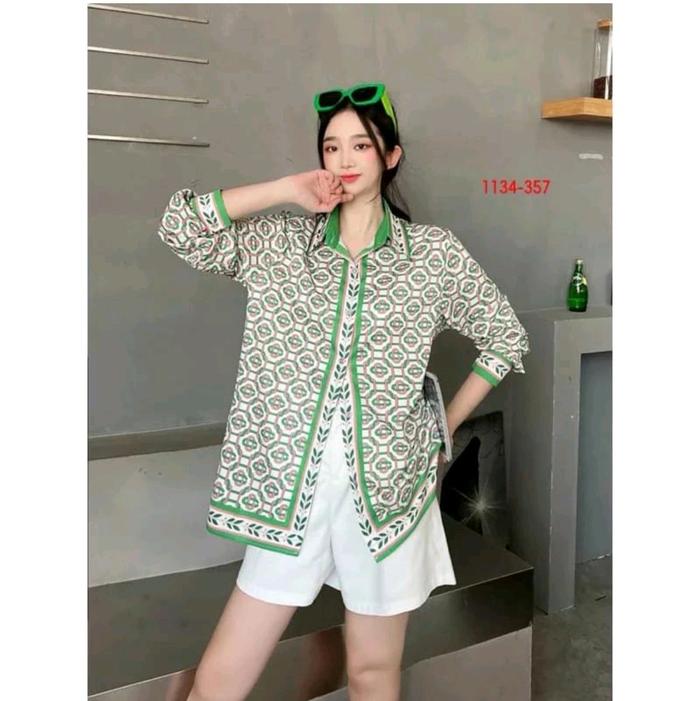 Greeny Kemeja Bkk Satin Silk Jumbo / Blouse import premium