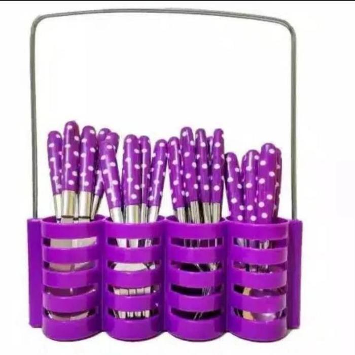Pisau Sendok Set Polka isi 24pcs / Sendok Garpu Pisau Stainless