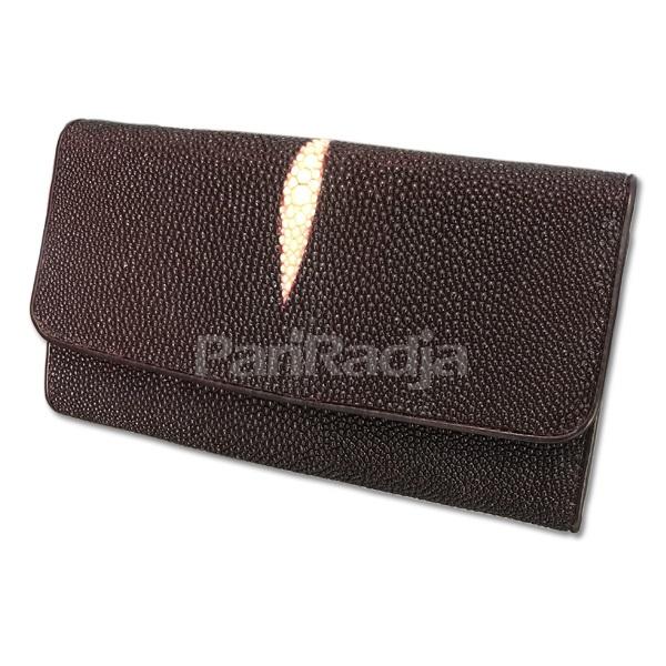 Pariradja Clutch Bag Kulit Ikan Pari Asli Maroon Gelap Mata Mutiara Diamond | Tas Kulit Ikan Pari Ta