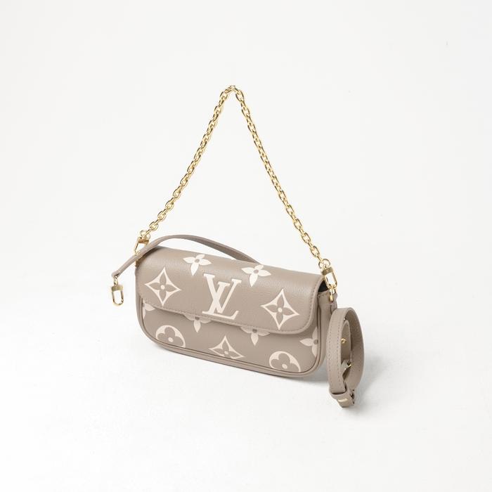 Tas LOUIS VUITTON LV IVY MONOGRAM EMPREINTE BEIGE CHAIN HOBO BAG WITH LS 100% ORIGINAL