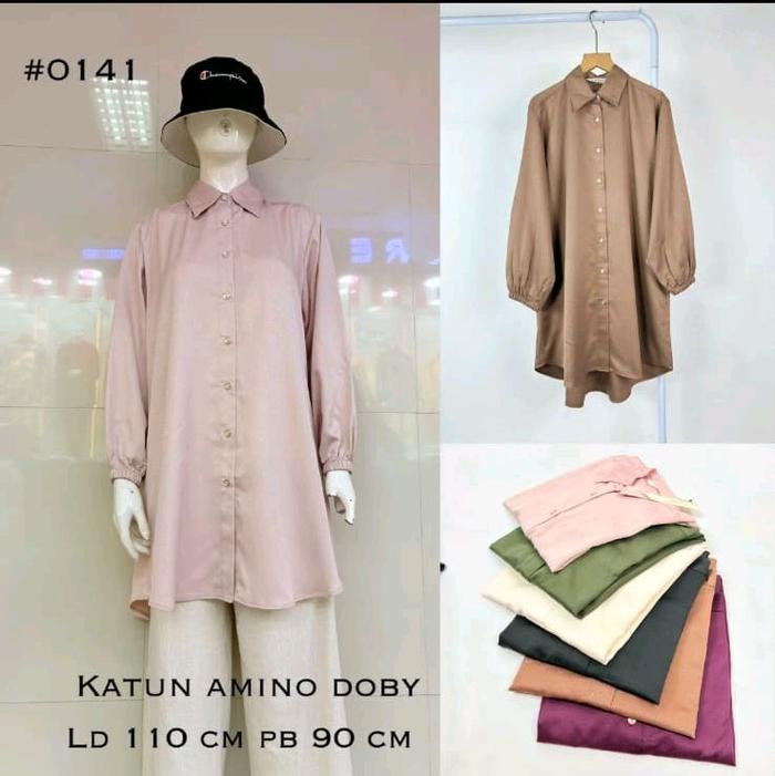 Atasan Blouse Tunik Wanita Dubai Design Embos Elegan Bahan Silk Kualitas Premium (COD)