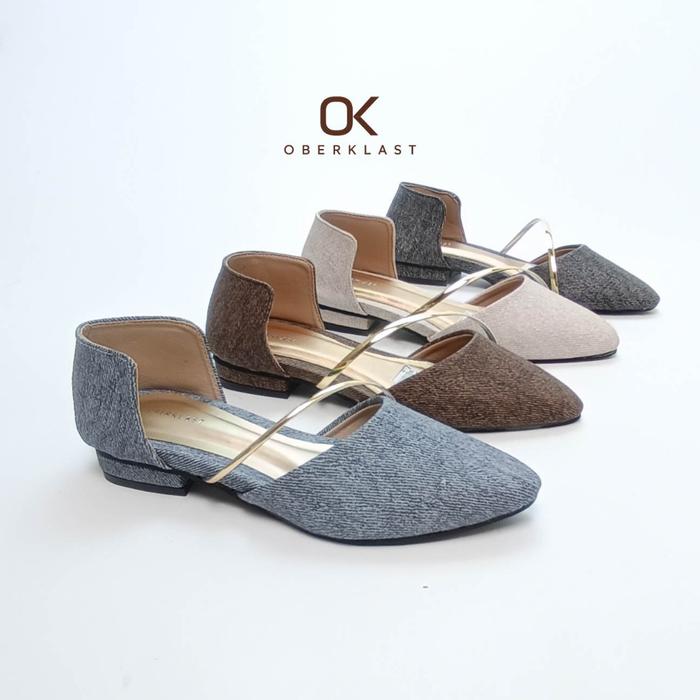 OBERKLAST Wavin Flat Shoes Wanita Elegan | Mary Jane Tali Gold | Sepatu Kerja Simple & Nyaman