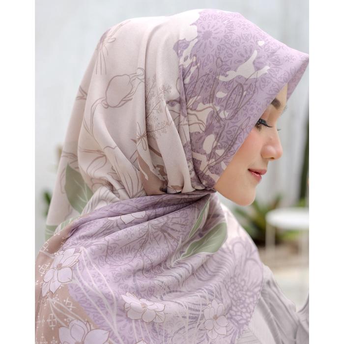 Andalusia Scarf Orchidia Series Hijab Square Print Motif Atau Jilbab Segiempat Voal Ultrafine Premiu