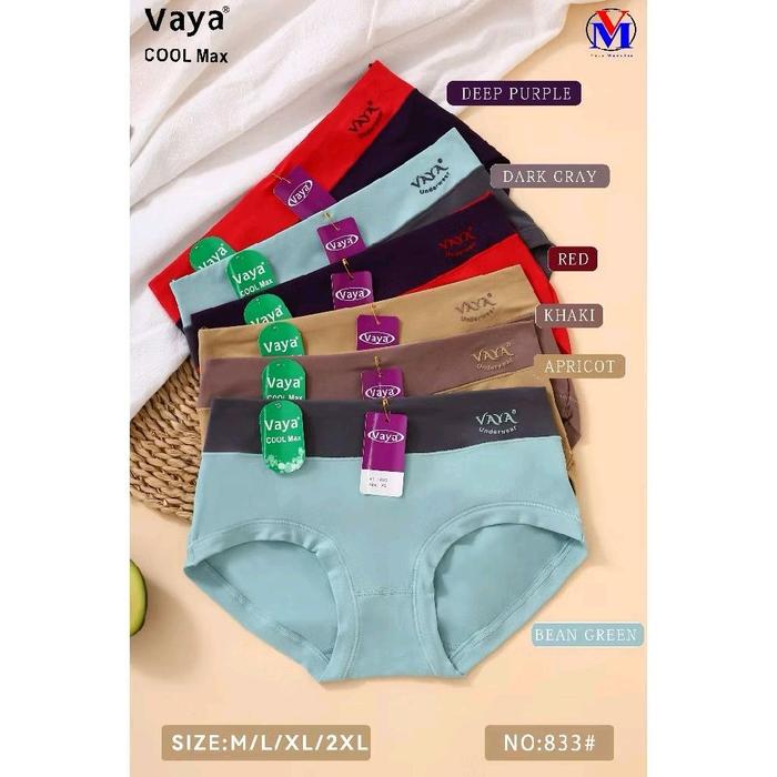 Vaya Cool Max Celana Dalam Wanita Warna Deep Purple, Dark Gray, Red, Khaki, Apricot, Bean Green Size