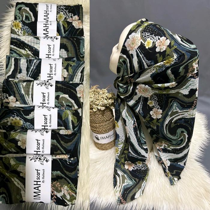 hijab doby mhotif premium imah scarf warna hitam size 110x110cm