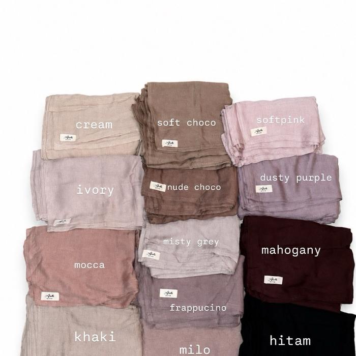 Afrillahijab Pashmina Viscose Bamboo Warna Cream Soft Choco Softpink Ivory Nude Choco Dusty Purple M