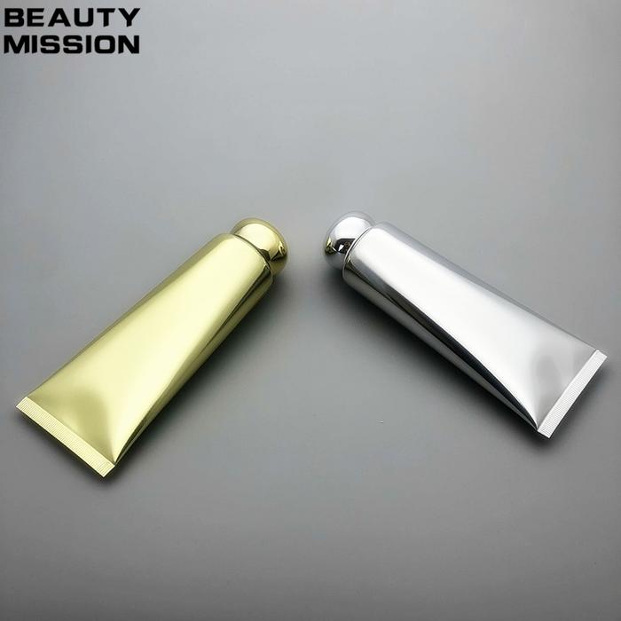 100ml 30pcs/lot Empty Shiny Gold/Silver Soft Tube For Emulsion/CC Cream Cosmetic Packaging Tube Alum