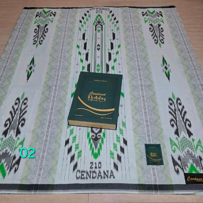 Sarung Cendana 210 Motif GSL dobby kembang Etnik Hijau dan Putih untuk Sholat dan Doa