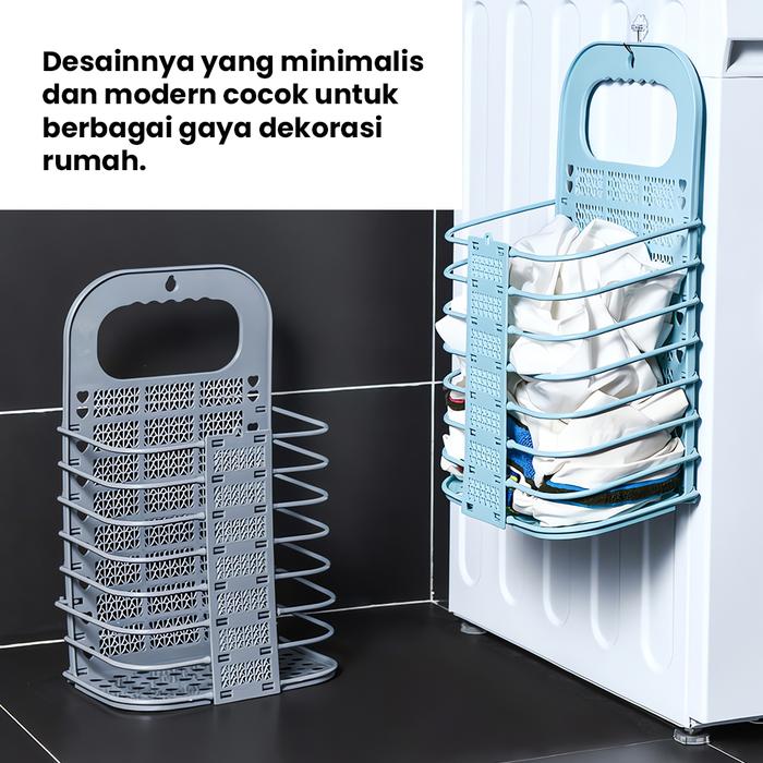 Keranjang penyimpanan keranjang pakaian kotor yang dapat dilipat di dinding kamar mandi Toilet