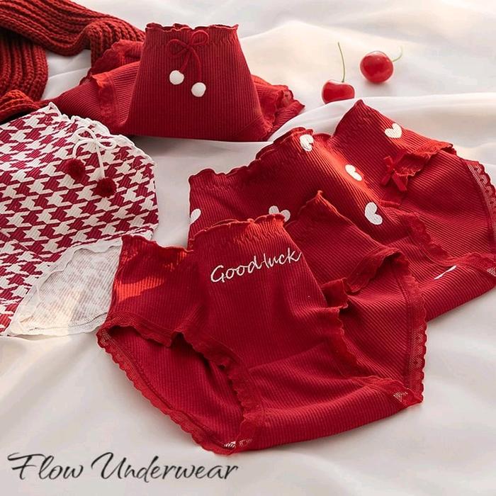 Flow Paket 6 Pcs Celana Dalam Wanita Imut Fashion Korea Casual 54 Cute Underwear Katun Pendek Motif 