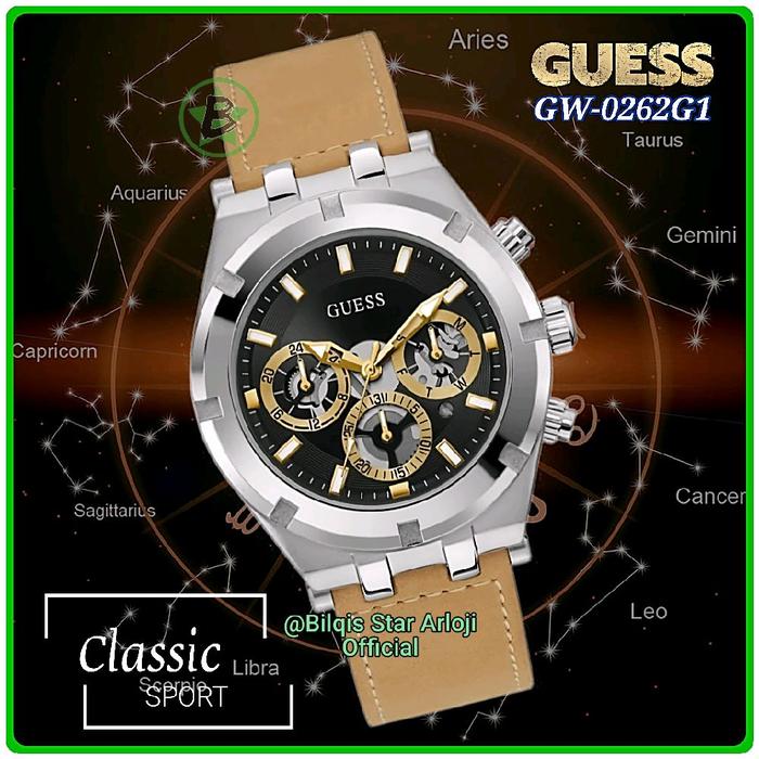 Jam Tangan Guess Pria GW0262G Classic Tali Kulit Ori