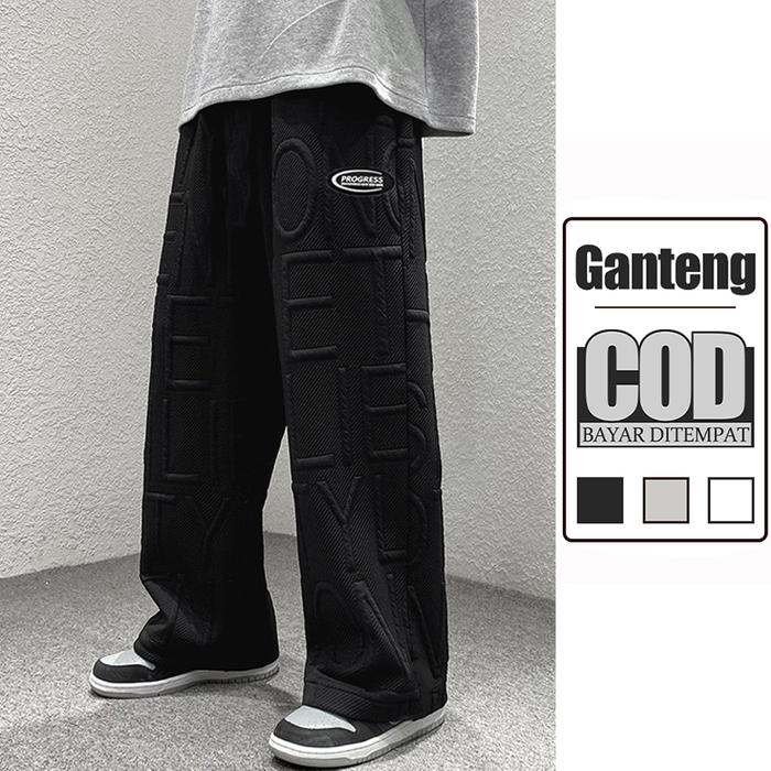 Celana longgar calana panjang outfit tomboy korean style celana casual cowok hip hop culture loose p