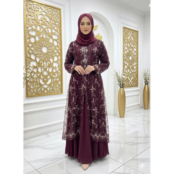 Raisa Dress Outer Set Iner Gamis Outer Kombinasigamis Wanita Muslim - Setelan Wanita Premium Gamis M