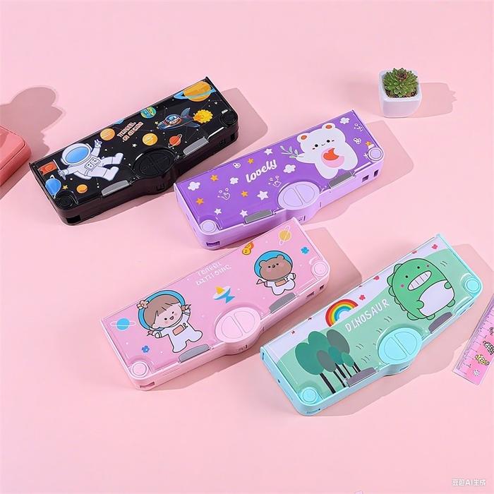 COD Dengan Rautan Pensil Tempat Pensil Berkapasitas Besar Tempat Pensil Magnet Sandi Kotak Pensil An