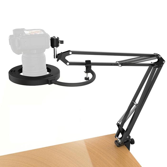 Overhead DSLR Tripod for Camera Mount with Ring Light Desk Kamera Stand Canon Nikon Articulating Arm
