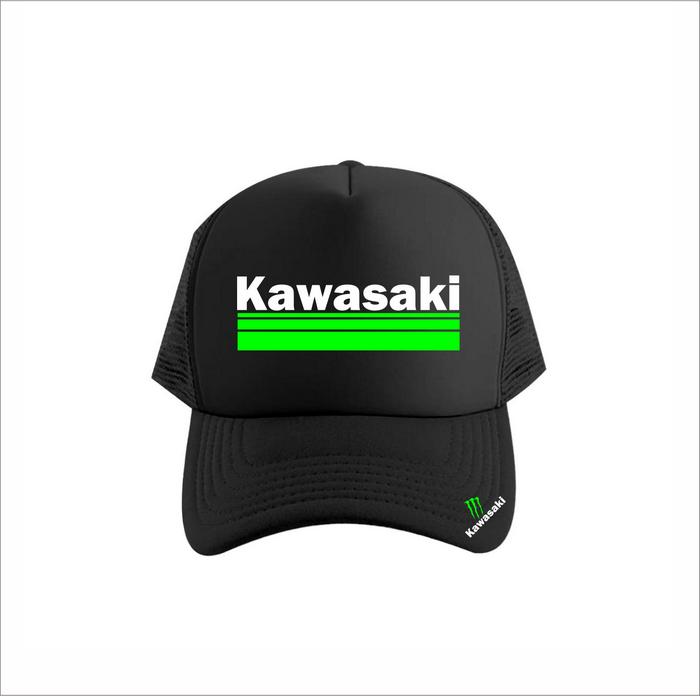Topi Jaring Trucker Baseball Pria Wanita Racing Kawasaki Monster