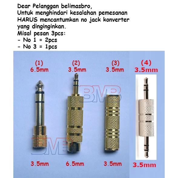 Jack Adaptor Konverter 6.5mm 3.5mm M/F Adapter Converter Audio
