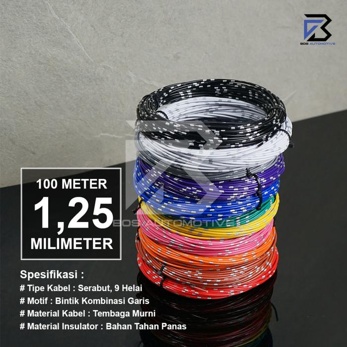Kabel Bintik AVS 1.25MM x 100M Kabel Otomotif Body Mobil Motor Serabut Tembaga (Plastik)
