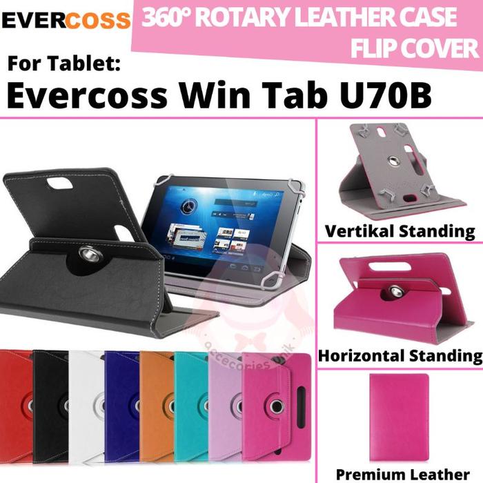 Evercoss Win Tab U70 U70B Tablet 7 Inch Rotary Case Leather Flip Casing Book Cover Kesing