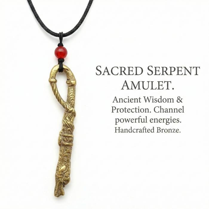 Kalung Sacred Serpent Amulet Perunggu Asli - Liontin Perlindungan Spiritual Energi Positif Feng Shui