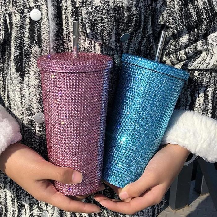 750ml Shining Rhinestone Cup Stainless Steel Double Layer Thermos