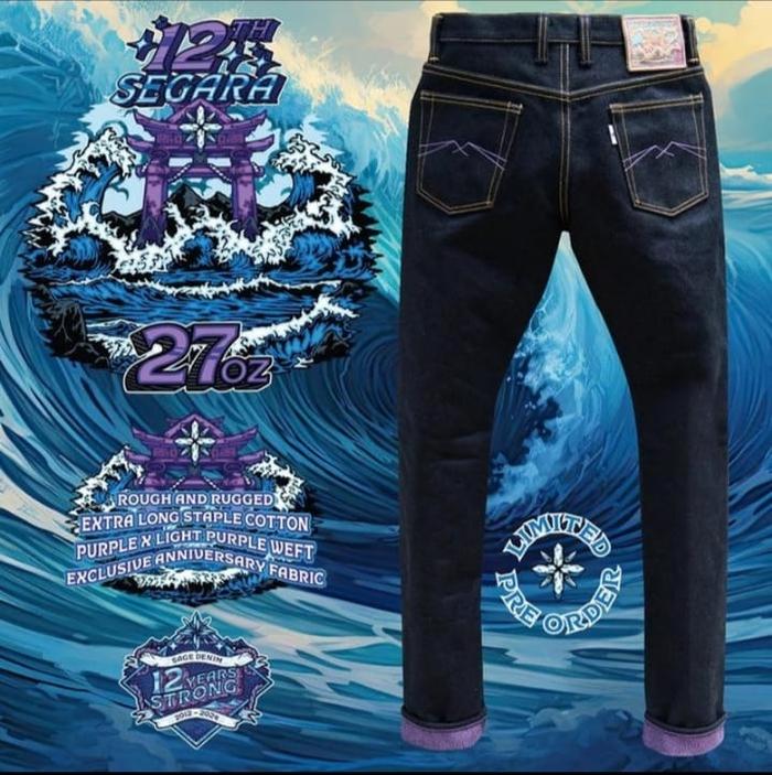 Segara Celana Sage Denim Promo Terbaru SAGARA 27oz Jeans Slim Cut 27Rough and Rugged Extra Long Purp