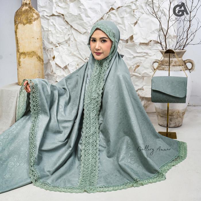 Gallery Ammar - Mukena Dewasa 2in1 Katun Jaguard Renda Mewah Humaira Series