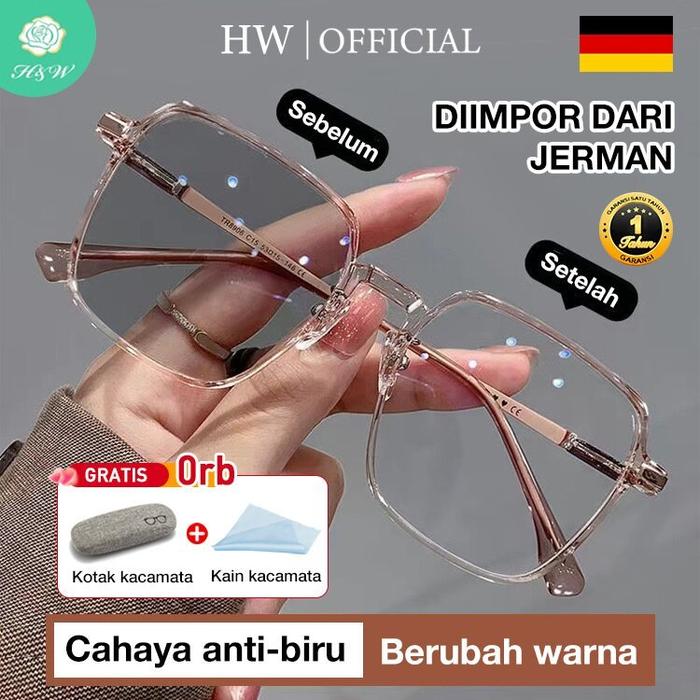 【100% Asli】HW Kacamata Photocromic Kaca Mata Baca Wanita Original Frame Kacamata Baca Plus Wanita Ka