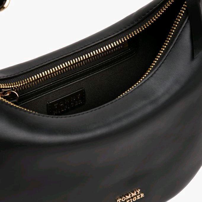 TOMMY HILFIGER TH MINI LEATHER CROSSOVER TAS SELEMPANG WANITA - BLACK