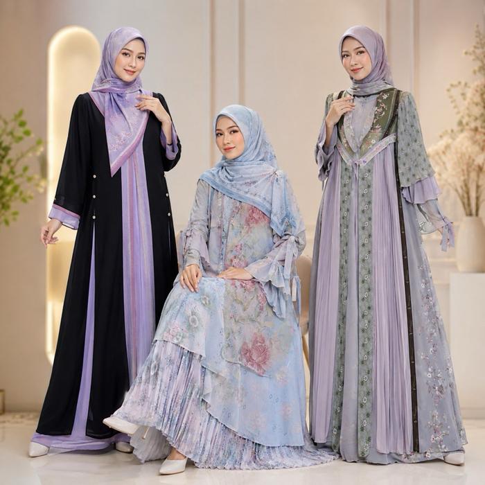 ALZHEA GAMIS DRESS CERUTY SET HIJAB ORI BY ALZHEA PREMIUM 7476 7435 7434