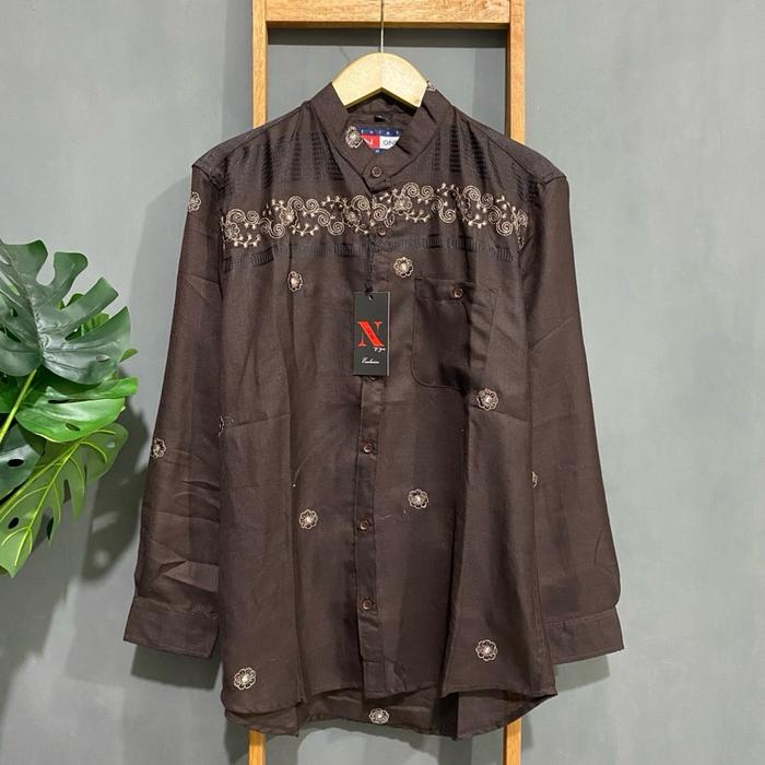 Kemko Kemeja Koko Lengan Panjang N One 006 Baju Muslim Pria Dewasa Hitam