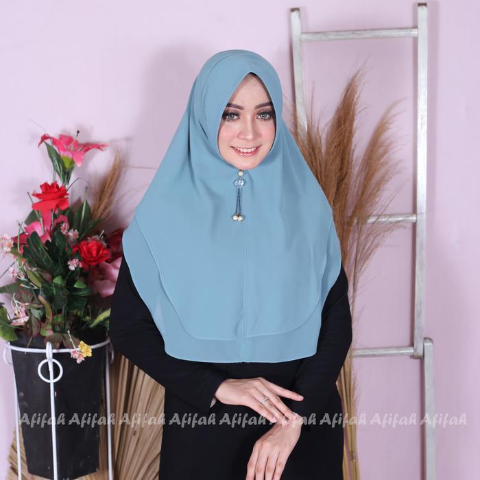 Promo Khimar Ceruty Babydoll 2 Layer Oval Soft Pet Antem Mini Instan COD
