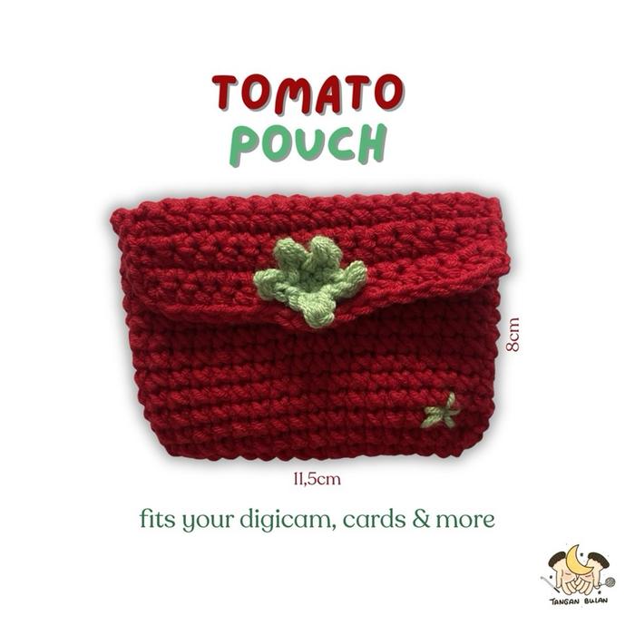 [READY] Digicam Pouch | Pouch Rajut Tomat | Crochet Tomato Pouch Lucu Aesthetic | Tempat Kartu | Car