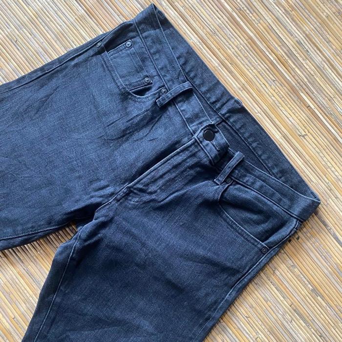 Uniqlo Celana Panjang Jeans Denim Pants Uj Ut Selvedge Hitam Black Wash Washed Second