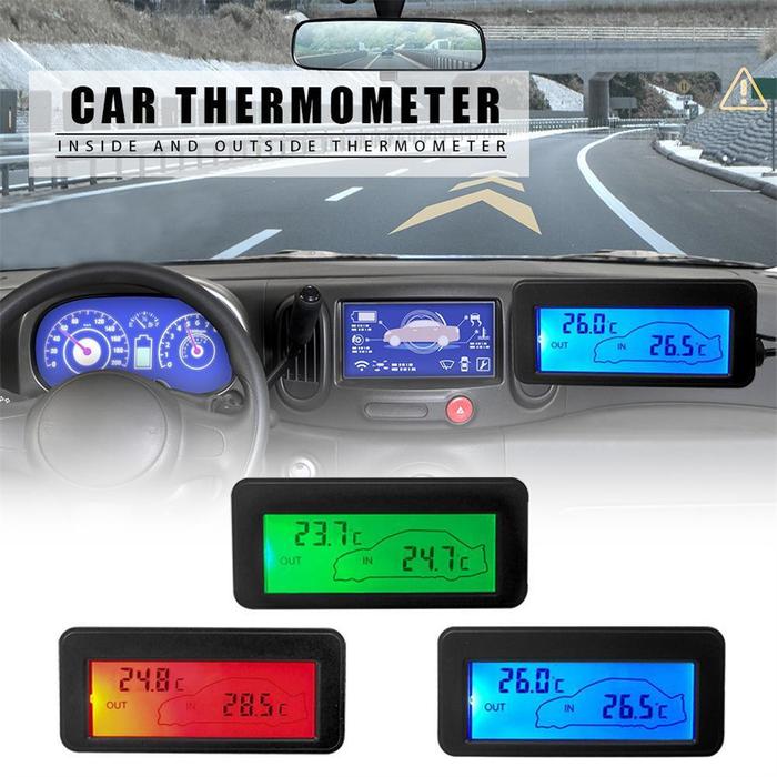 Car Thermometer Cable Sensor 12v Digital Thermometer Car Thermometer Mini LCD Car Inside and Outside