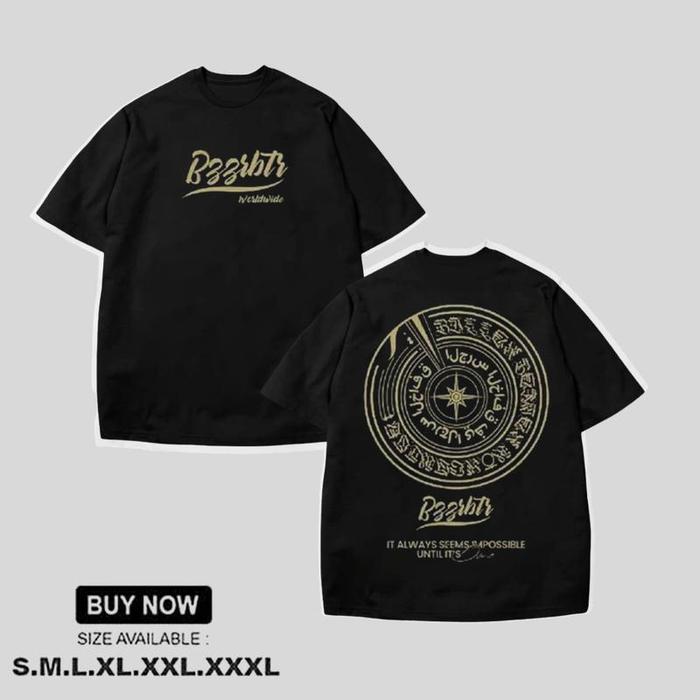 Bzzbtr brand golden compass rune printed short sleeve T-shirt