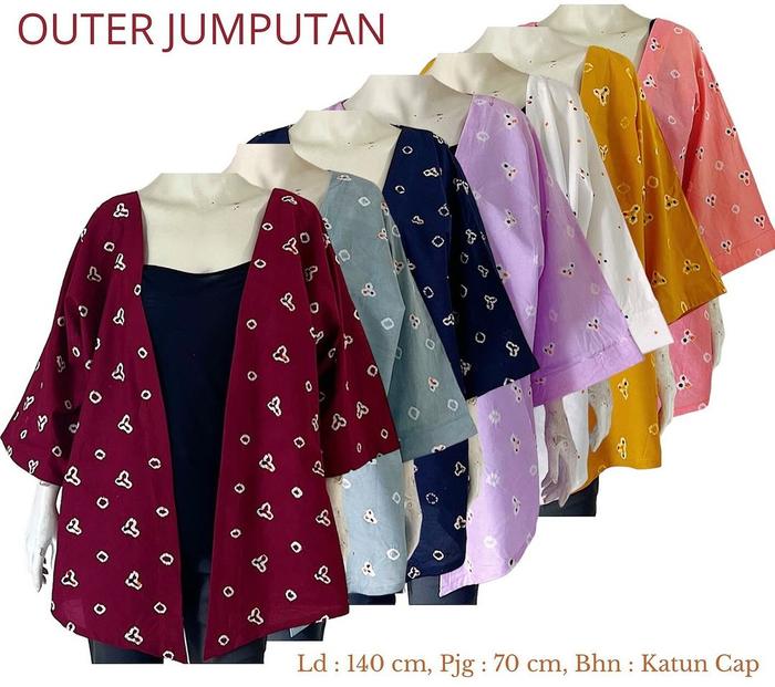 Outer jumputan bahan katun lengan panjang