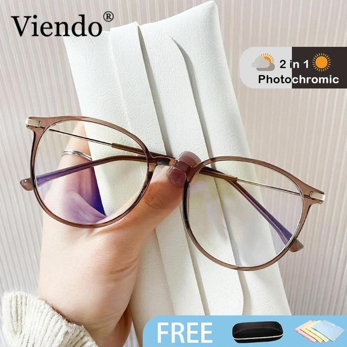 Viendo Frame Kacamata Photocromic Anti Radiasi Blueray Pria Wanita Elastik Pria Fashion Cowok lensa 