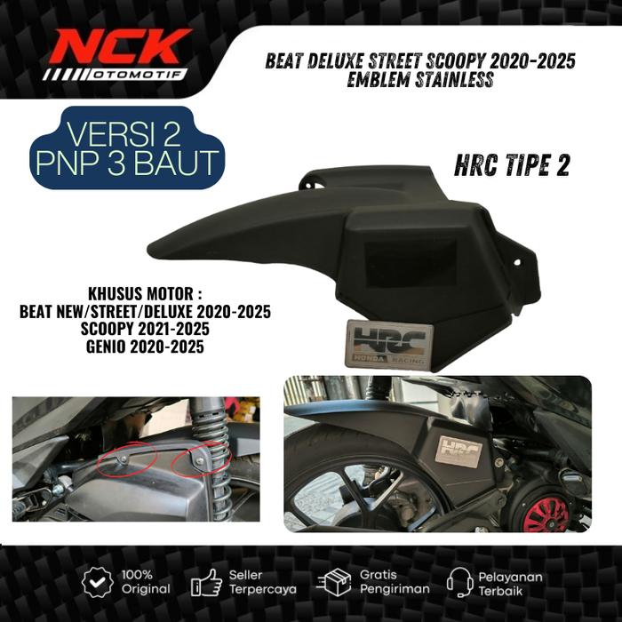 SPAKBOR KOLONG BEAT NEW DELUXE SCOOPY GENIO 2020 - 2025 PNP 3 BAUT+EMBLEM STAINLESS