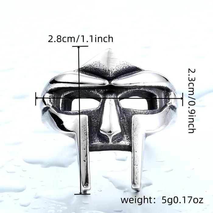 Vintage Goth Mf Doom Mask Adjustable Joint Ring For Men Gladiator Punk Egyptian Pharaoh Male Open Ri