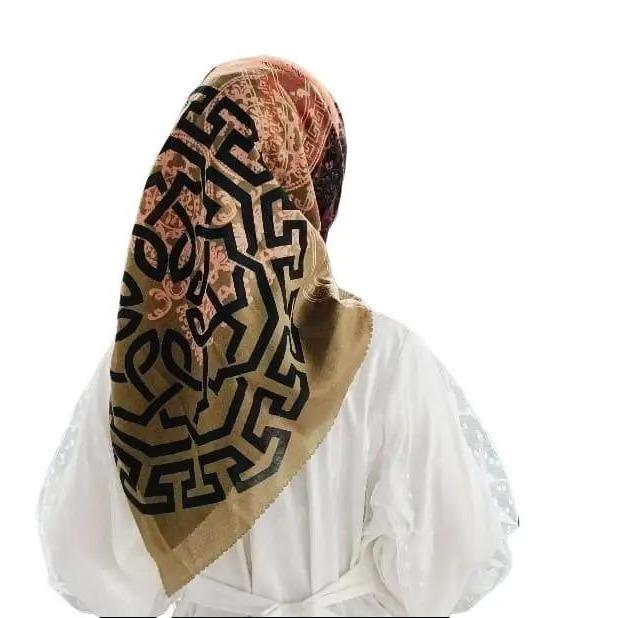 HIJAB VOAL MOTIF STANDAR WARNA ORANGE KUNING MUSLIM SQUARE  Kerudung Segi Empat Printing
