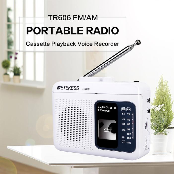 Retekess TR606 Kaset Pemutaran Radio FM/AM Radio Perekam Suara