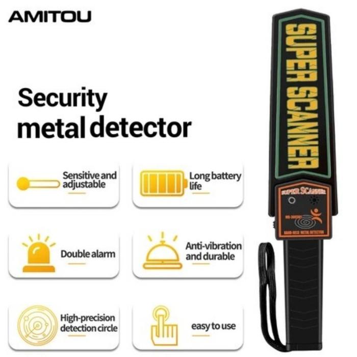 1set Detektor Logam Handheld Metal Detector Super Scanner Detector Logam Alat Pendeteksi Logam