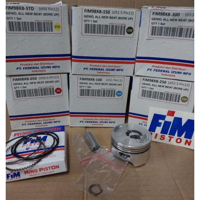 PISTON SET FIM 98 XB GENIO BEAT SCOOPY DIAMETER 50 50,5 51 51,5 52 52,5 53 SEHER IZUMI BORE UP