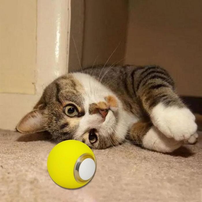 Mainan bola kucing elektrik interaktif, mainan kucing pintar LED,