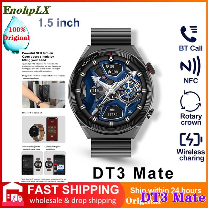 DT3 Mate NFC Smart Watch for Men 1.5'' Borderless Real HD Screen