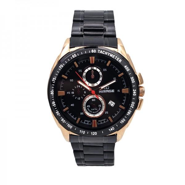 Mirage 7614 Rosegold Black Man MDBBRBA Jam Tangan Pria